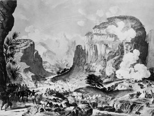 El asalto a Magdala por las tropas británicas bajo el mando de Sir Robert Napier (1810-1890), dibujado por un oficial del Estado Mayor y grabado por Alfred Concanen (1835-1886)